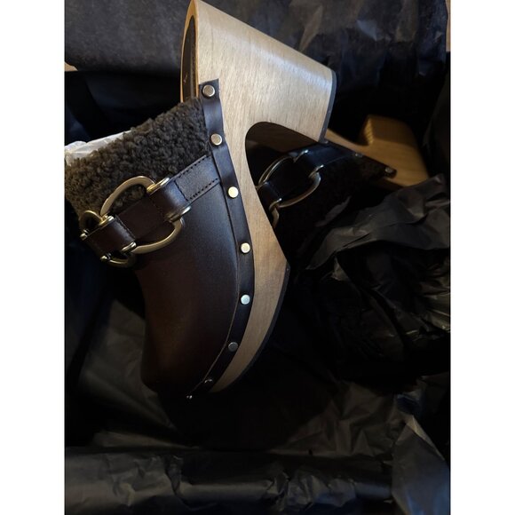 MAJE Leather Dora Clog Heels Women's Size 38 New in Box - Picture 4 of 9